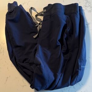 FIGS Navy Blue MT Jogger Pants with Gray Drawstring